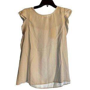 Cap Sleeve Blue Striped Blouse With Ruffle Details By Skies Are Blue Size M